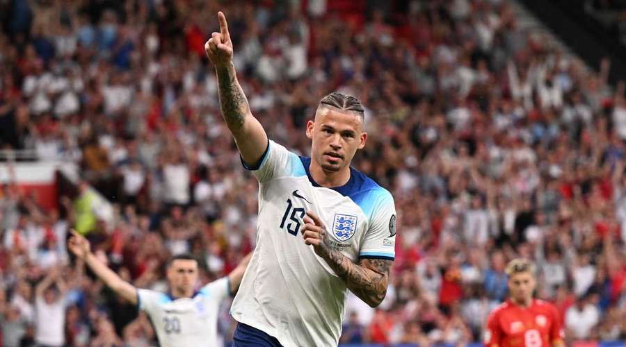 Kalvin Phillips scores England's sixth goal of the night