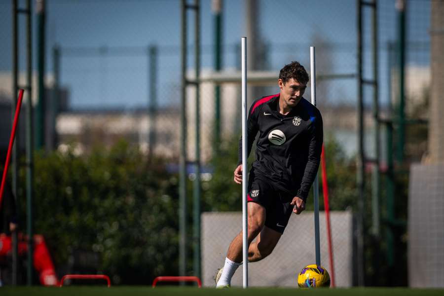Christensen, durante el entrenamiento de este miércoles 26 de febrero