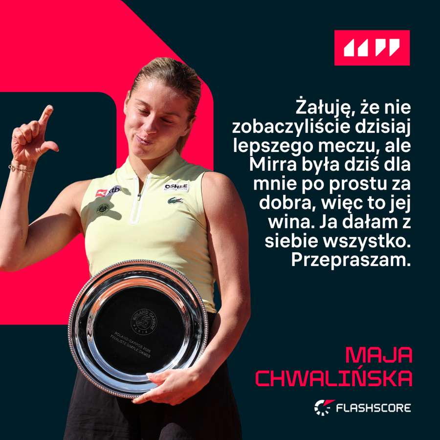 Maja Chwalińska bezpośrednio po meczu Maja Chwalińska bezpośrednio po meczu