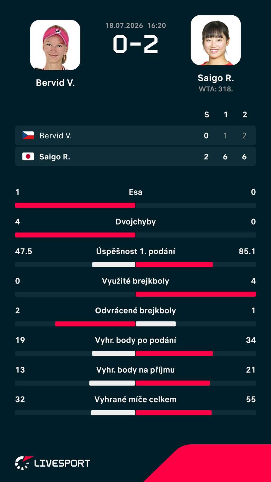 Statistiky zápasu.
