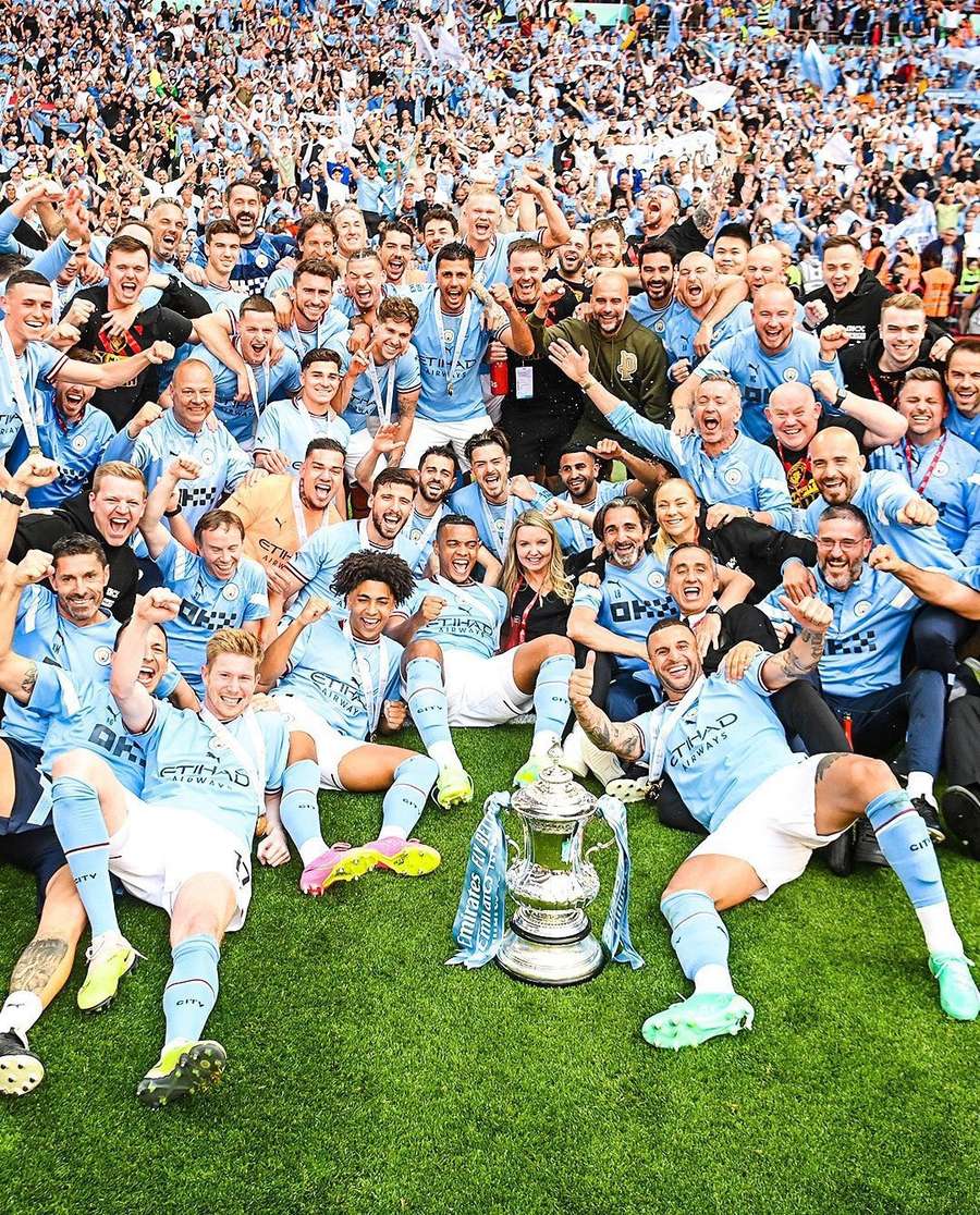 A festa do Manchester City, campeões da Copa da Inglaterra pela sétima vez