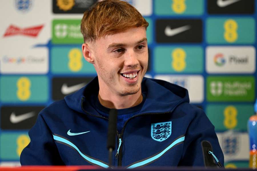 Cole Palmer speaks to the press ahead of England's match against Malta