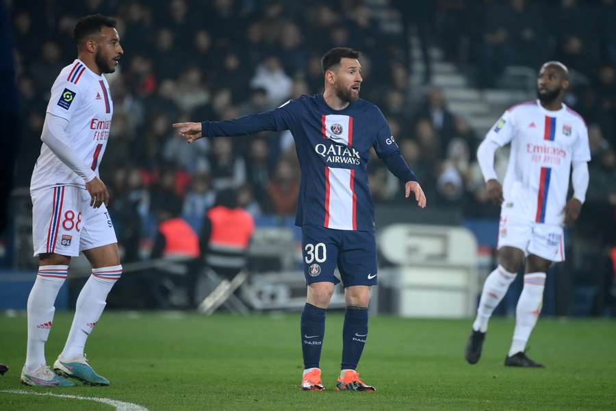 Paris Saint-Germain's Argentine forward Lionel Messi gestures