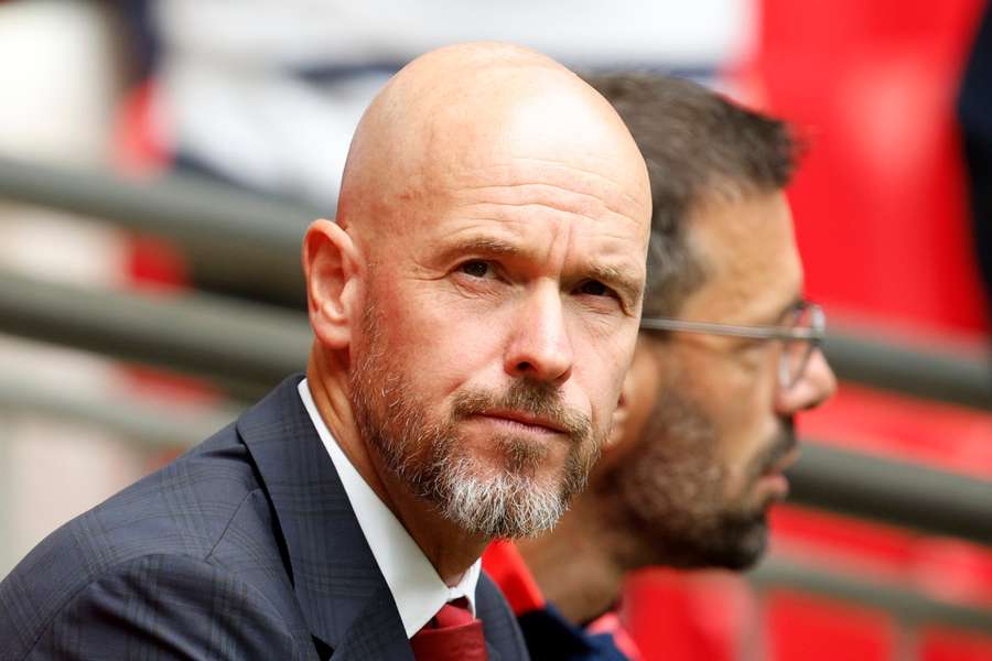 Manchester United manager Erik ten Hag watches his team during the FA Community Shield