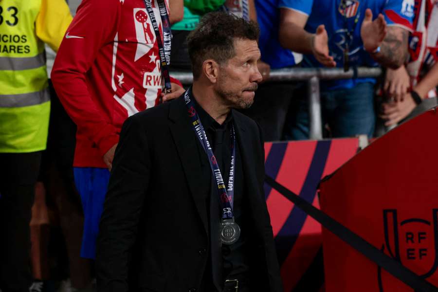 Diego Simeone after collecting his runner-up medal