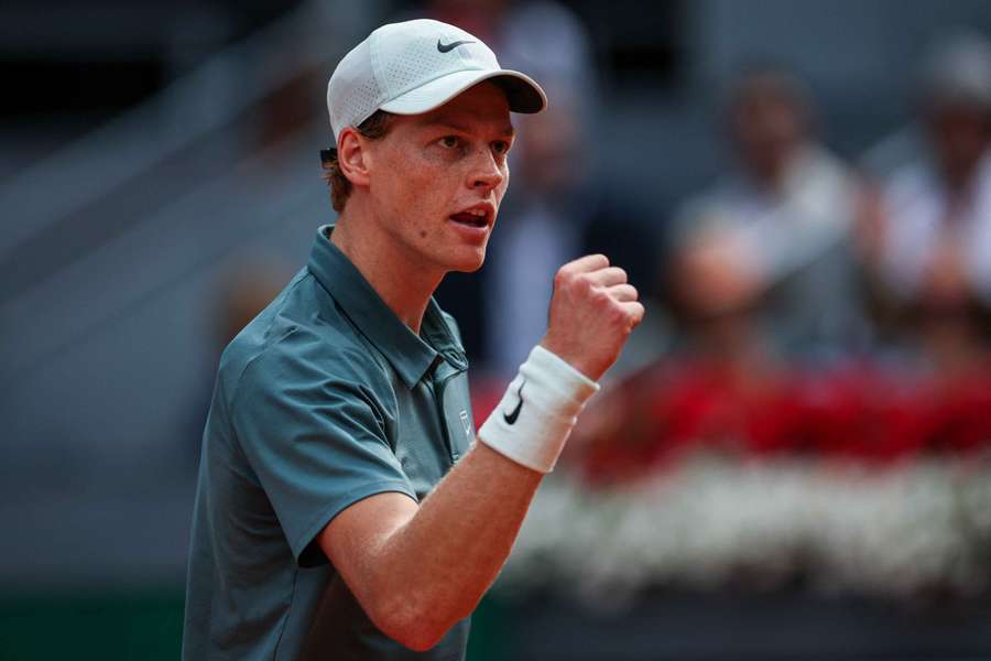 Italy's Jannik Sinner reacts during his semi-final match against France's Arthur Fils