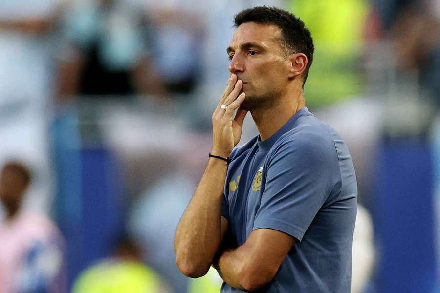 Argentina's Lionel Scaloni reacts during Cape Verde match at 2026 World Cup Argentina's Lionel Scaloni reacts during Cape Verde match at 2026 World Cup