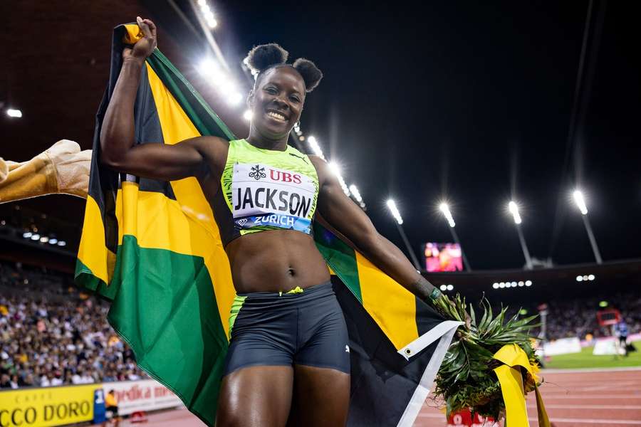 Shericka Jackson na een race in Zürich in 2022