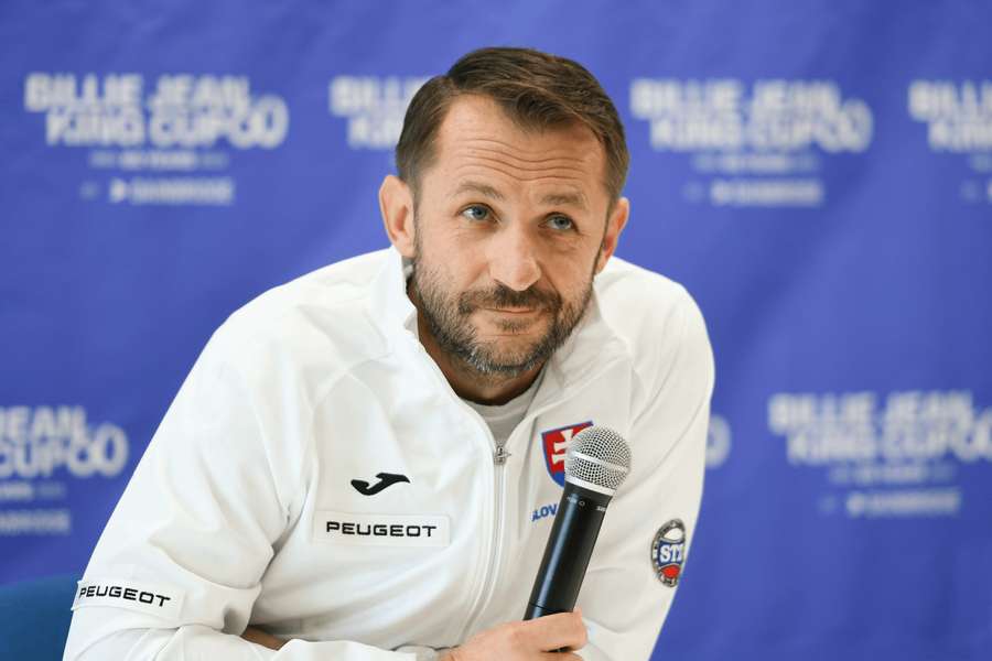 Kapitán slovenského tímu Matej Lipták počas tlačovej konferencie.
