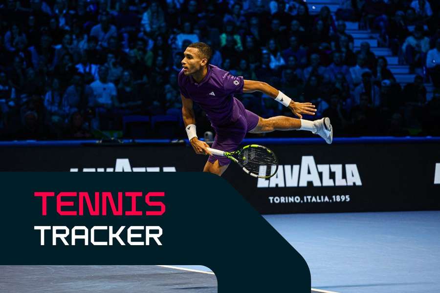 Felix Auger-Aliassime hits a serve Felix Auger-Aliassime hits a serve