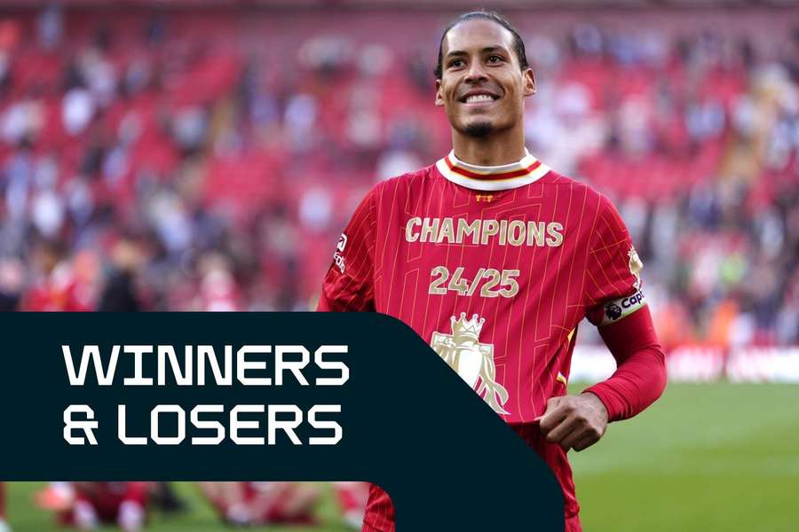 Virgil van Dijk celebrates the championship of his Liverpool FC.