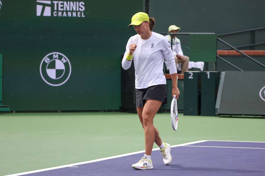 Swiatek in action at Indian Wells