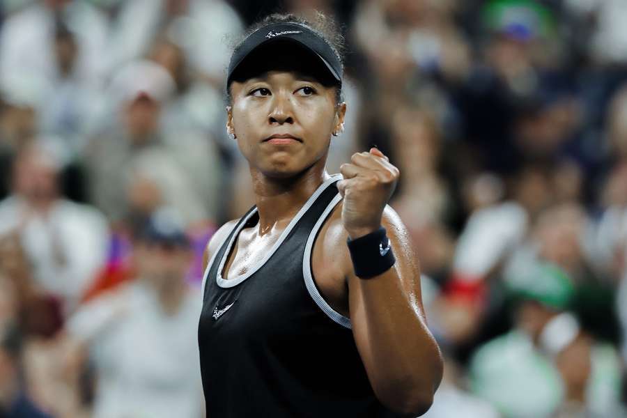 Naomi Osaka reacts during 2026 US Open matchup against Elise Mertens