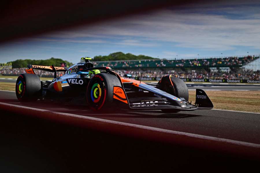 Norris během tréninku v Silverstonu.