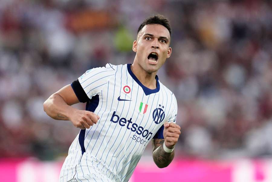 Martinez celebrates scoring for Inter
