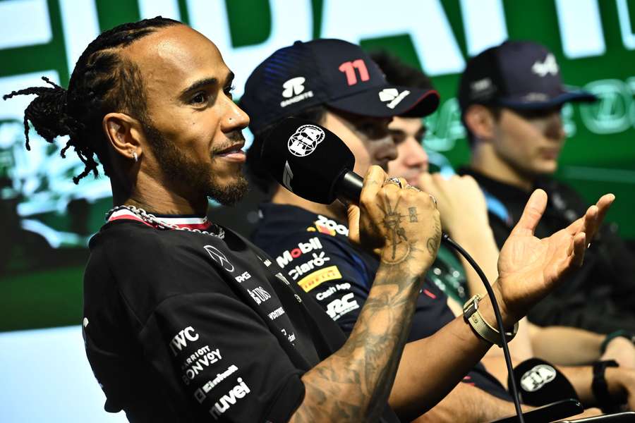 Hamilton speaks to the media ahead of the Saudi Arabian Grand Prix