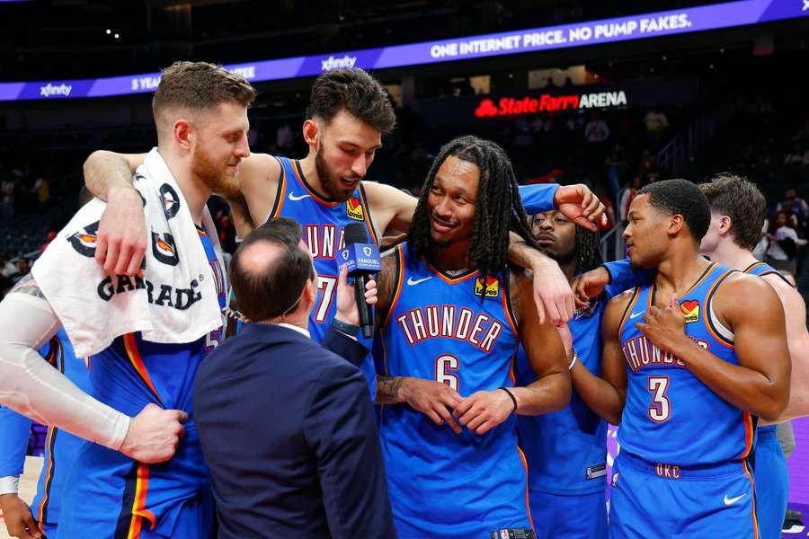Oklahoma City Thunder made it three-for-three on the NBA season after Saturday's win. Oklahoma City Thunder made it three-for-three on the NBA season after Saturday's win.