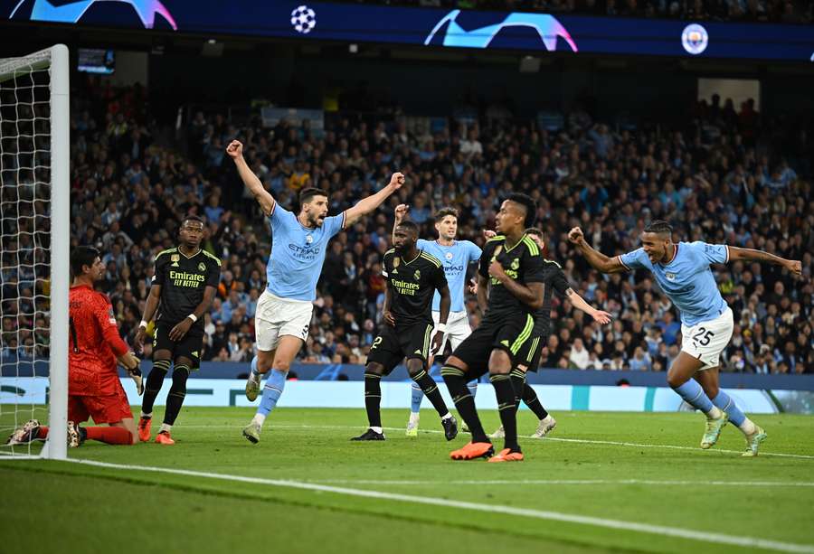 Man City celebrate as they take a 4-1 aggregate lead Man City celebrate as they take a 4-1 aggregate lead