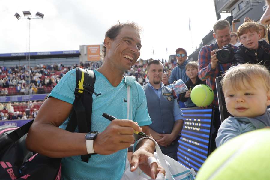 Nadal meets fans after the match