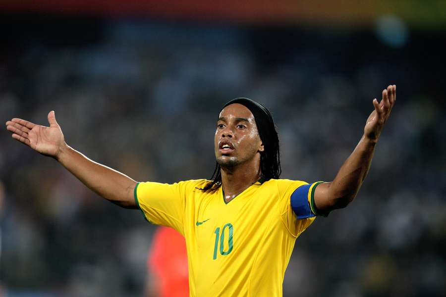 Ronaldinho i sine senere år for det brasilianske OL-landshold ved OL i Beijing.