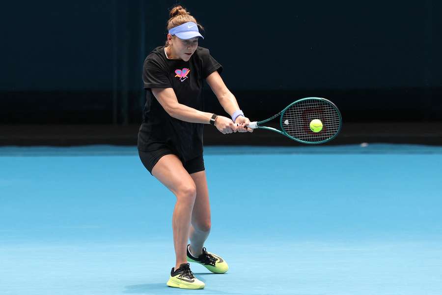 Amanda Anisimova during a practice session on Thursday.