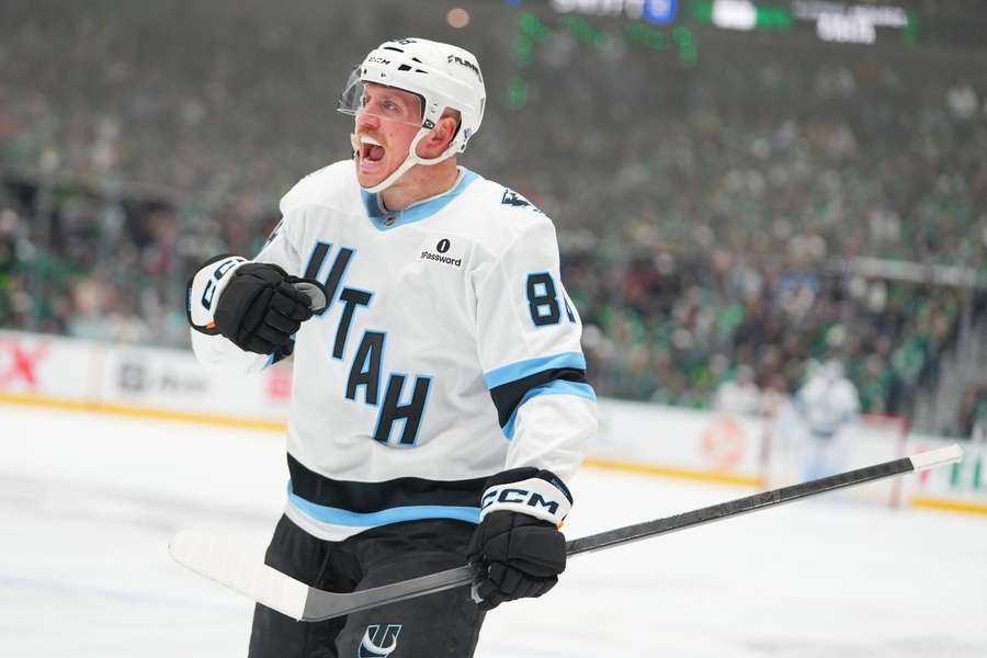 Utah Mammoth Nate Schmidt celebrates after a goal Utah Mammoth Nate Schmidt celebrates after a goal