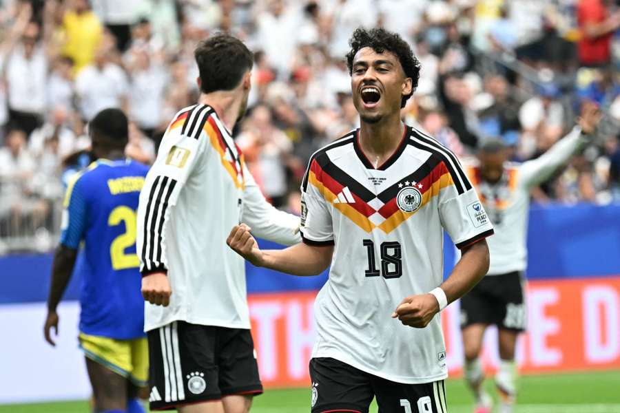 Nathaniel Brown célèbre son but lors du match de Coupe du monde 2026 entre l’Allemagne et Curaçao, à Houston. Nathaniel Brown célèbre son but lors du match de Coupe du monde 2026 entre l’Allemagne et Curaçao, à Houston.
