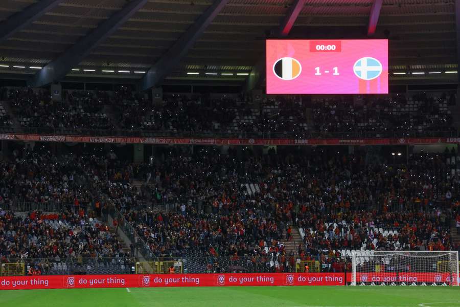 Swedish fans in the stadium as the game was suspended