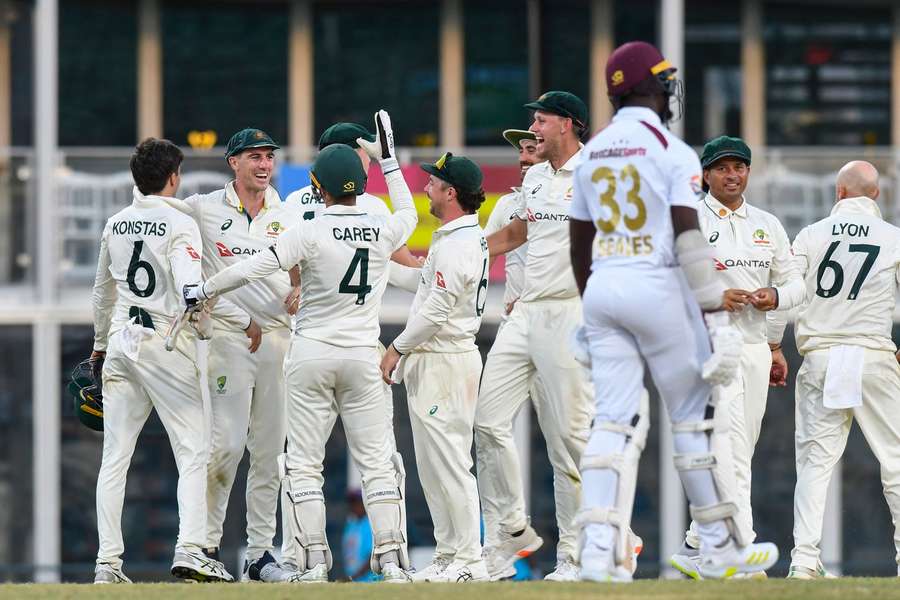 Australia celebrate their win over West Indies