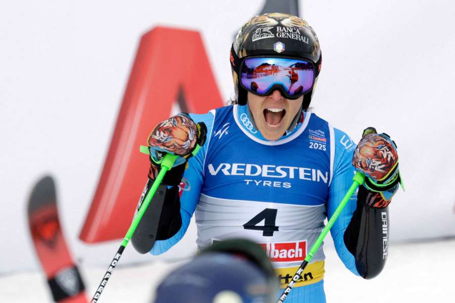 Italian skier Federica Brignone celebrates