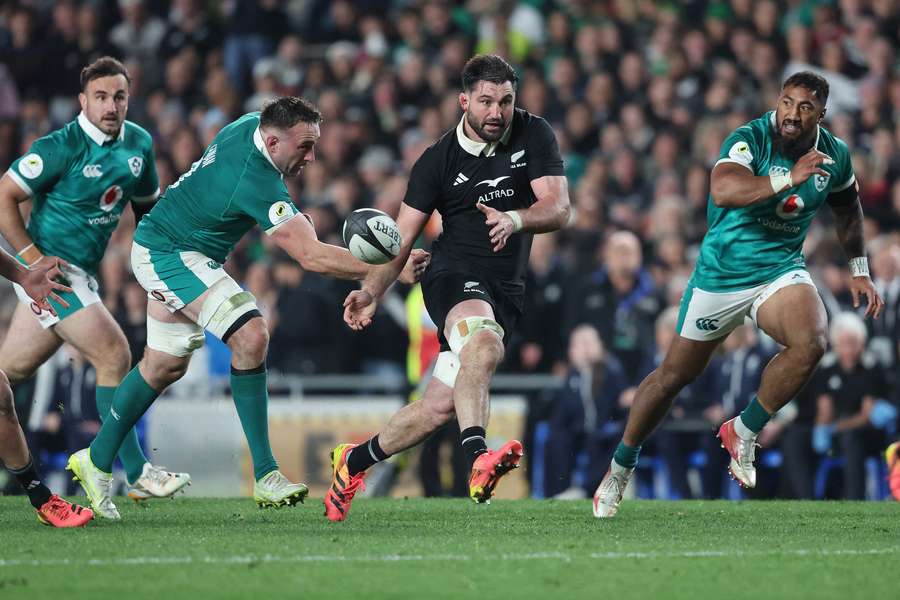 New All Blacks captain Luke Jacobson passing the ball against Ireland in July. New All Blacks captain Luke Jacobson passing the ball against Ireland in July.