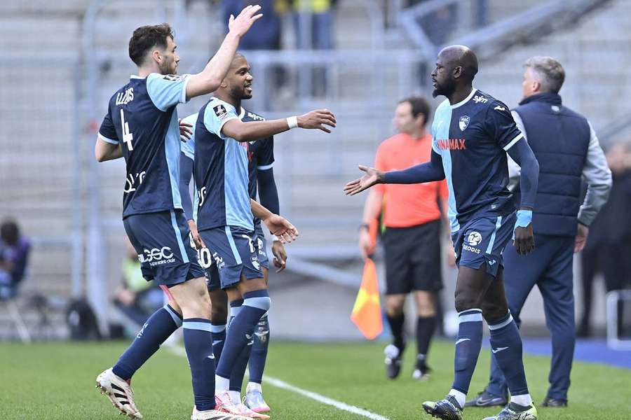 Les joueurs du Havre célébrant leur but