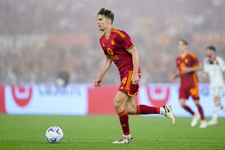 Diego Llorente, con la camiseta de la Roma