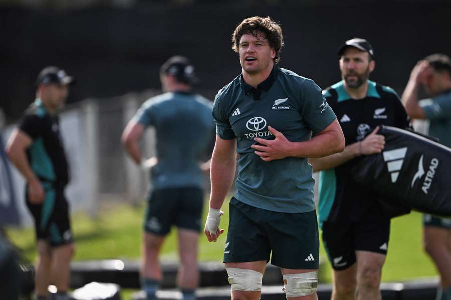 Scott Barrett trains with the New Zealand squad in San Isidro earlier this week.