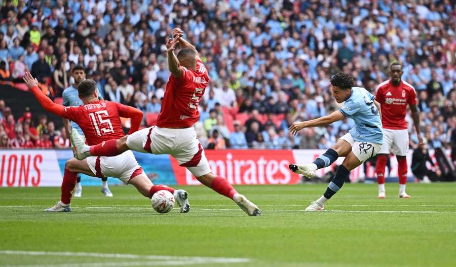 Rico Lewis opens scoring for Man City in their semifinal for Fa Cup vs. Nottingham Forest Rico Lewis opens scoring for Man City in their semifinal for Fa Cup vs. Nottingham Forest