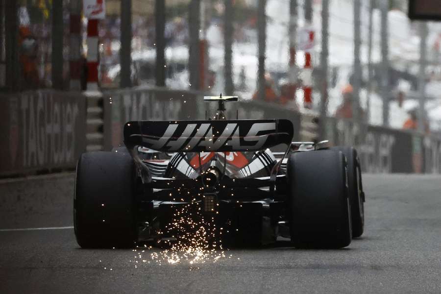 Haas' Nico Hulkenberg in action during the race in Monaco