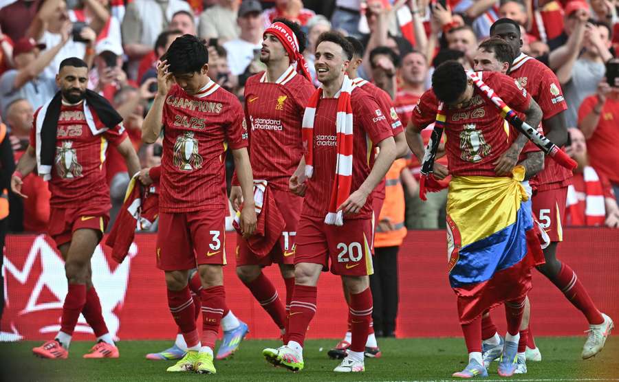 Jota parades the pitch after Liverpool's Premier League win