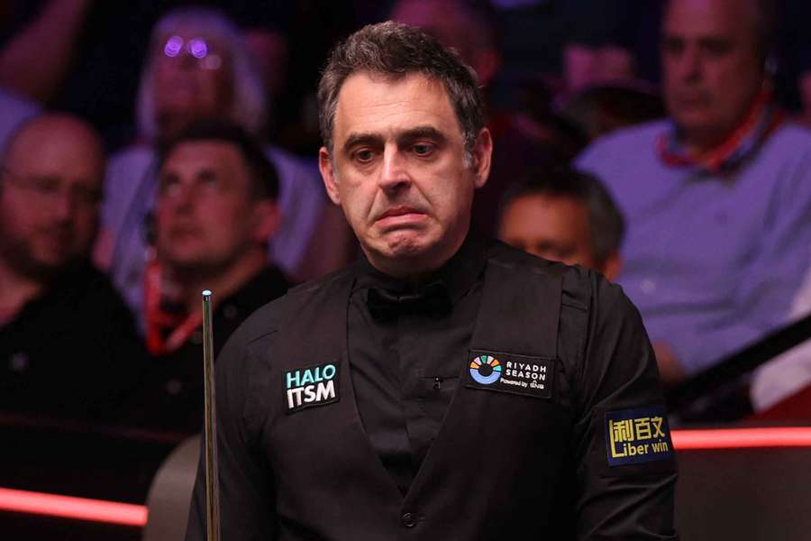 Ronnie O'Sullivan reacts during his quarter-final match against Si Jiahui on Wednesday