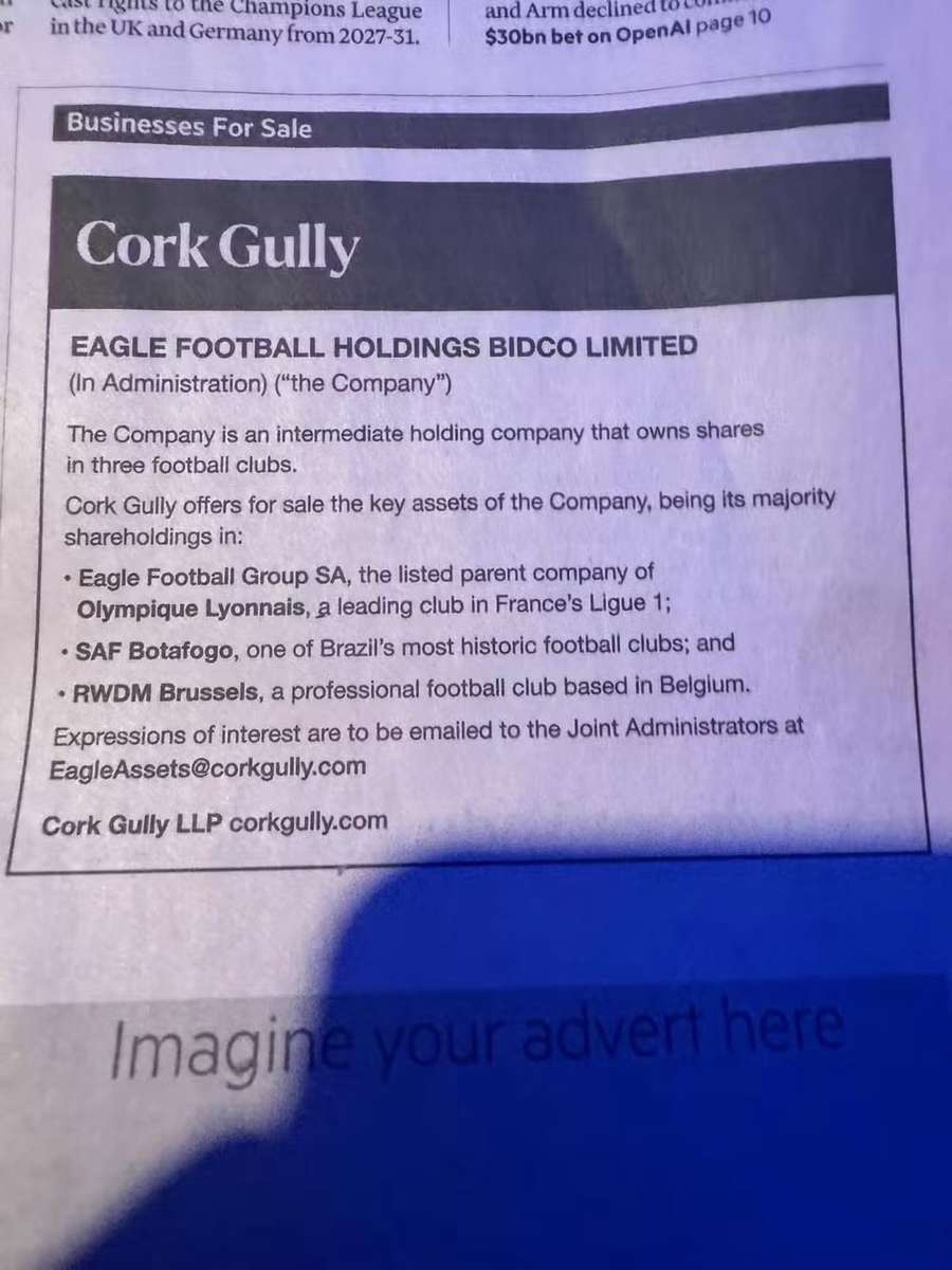 El anuncio de la venta de la SAF del Botafogo en el Financial Times