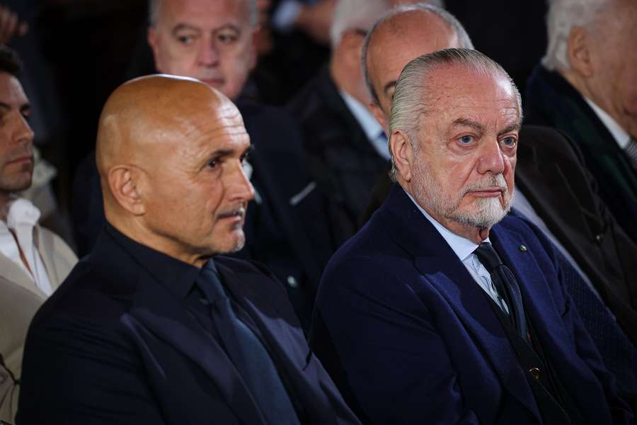 Spalletti og De Laurentiis under fejringen af Napoli's mesterskab