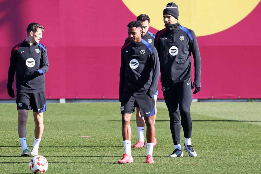 Ansu Fati, en un entrenamiento del Barcelona
