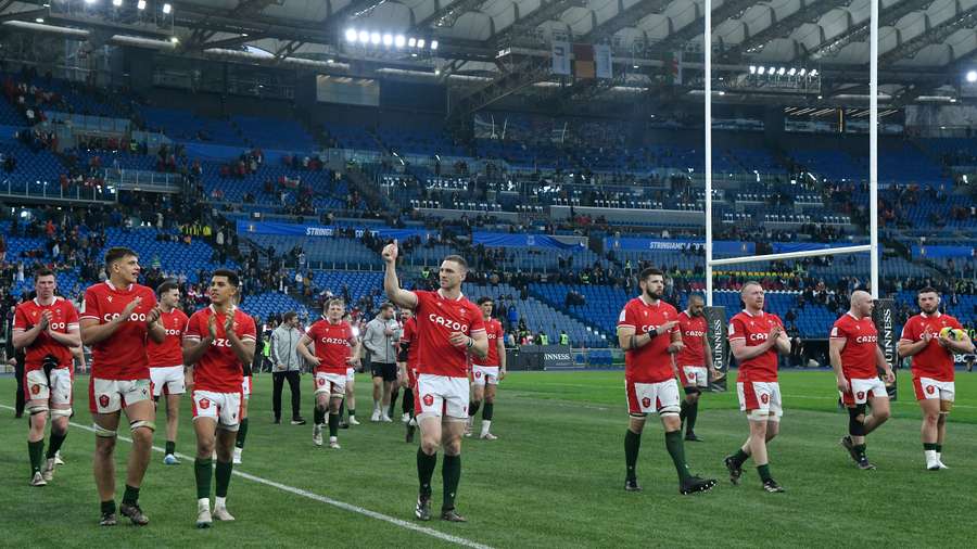 Wales' players acknowledge the public at the end of the