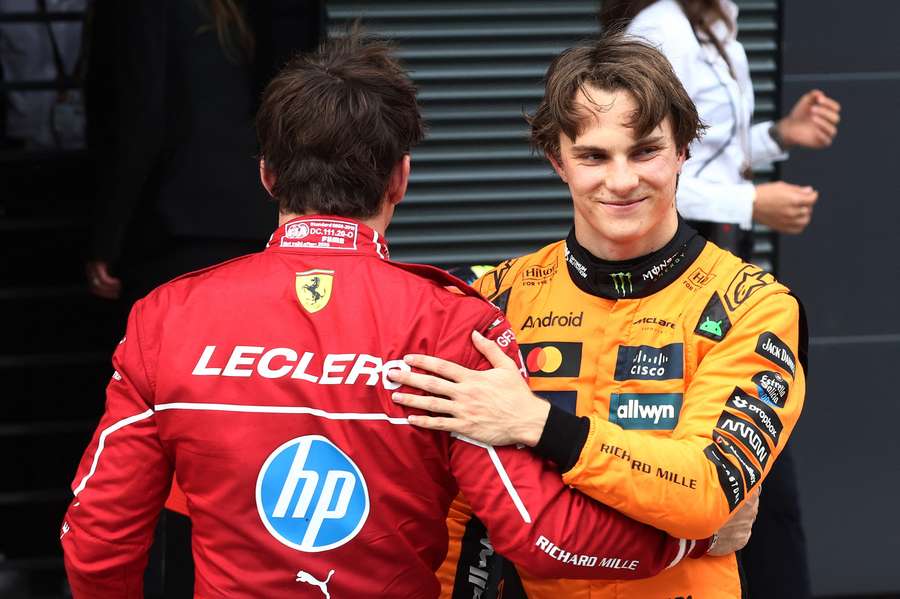 Ferrari's Charles Leclerc and McLaren's Oscar Piastri after qualifying