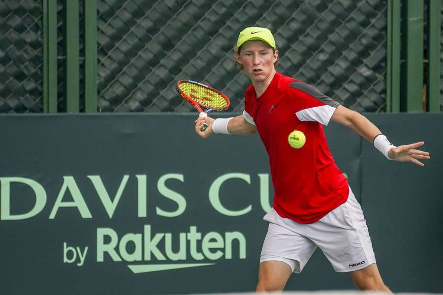 Elmer Møller i Davis Cup action sidste sæson