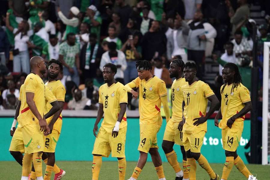Ghana's players, following their defeat to Nigeria in London