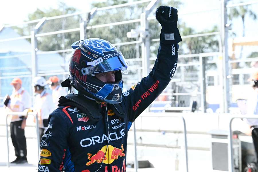 Max Verstappen na het winnen van pole position in Miami