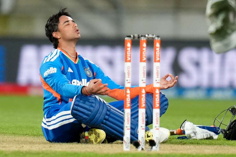 Abhishek Sharma celebrates like Erling Haaland after hitting his century Abhishek Sharma celebrates like Erling Haaland after hitting his century
