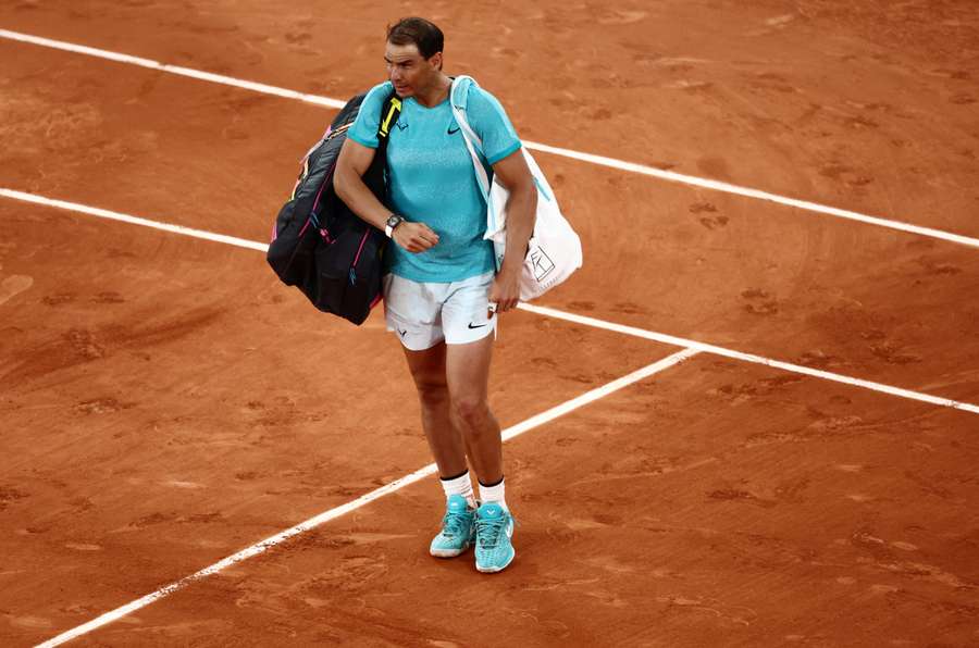 Rafael Nadal leaves the court after defeat in Paris