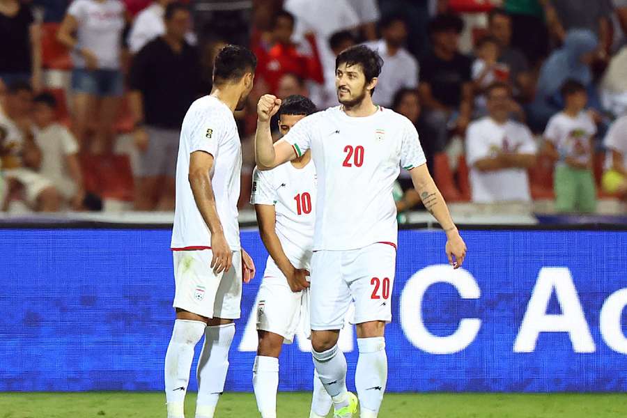 Sardar Azmoun celebrates goal for Iran Sardar Azmoun celebrates goal for Iran