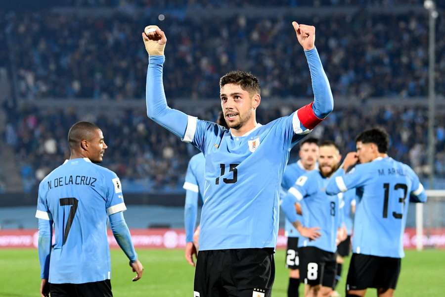 Uruguay midfielder Federico Valverde celebrates